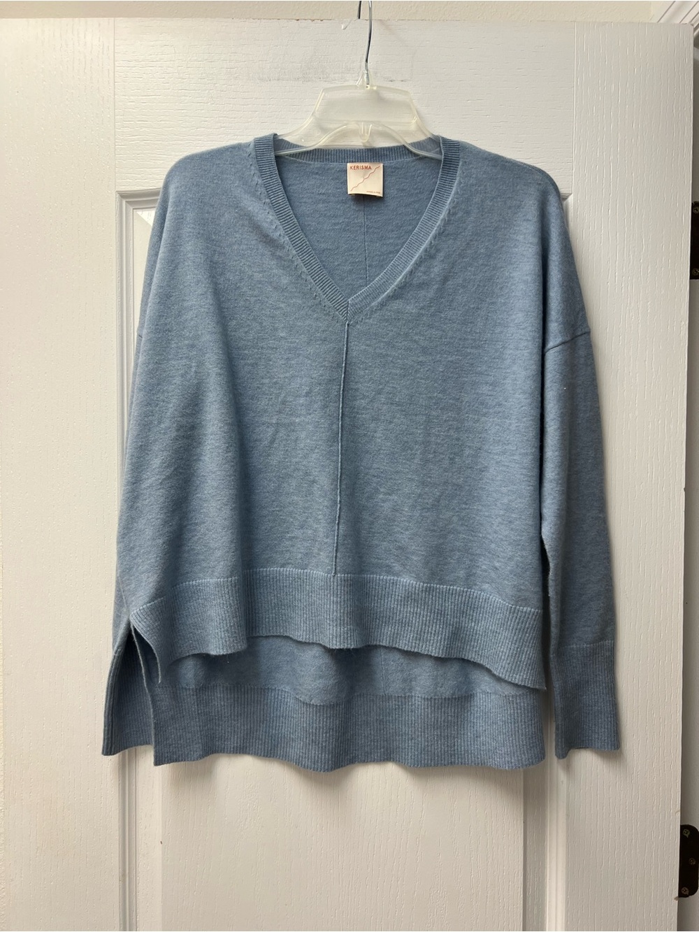 Kerisma Wool Blend Soft Blue High Low Hem Sweater Sz S/M